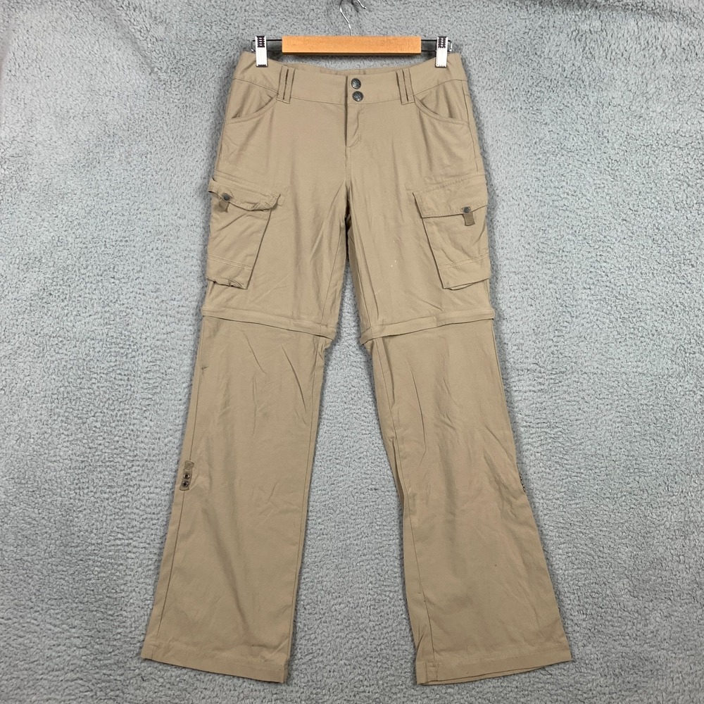 Prana Sage Pant Women's 4 Khaki Convertible Zip Off Ripstop Stretch Hiking Cargo